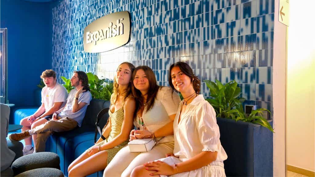 Happy spanish language students in Barcelona