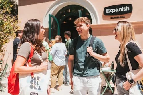 Three students in their first day at Expanish school