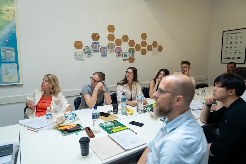 Students listening attentively during a Spanish class in Buenos Aires