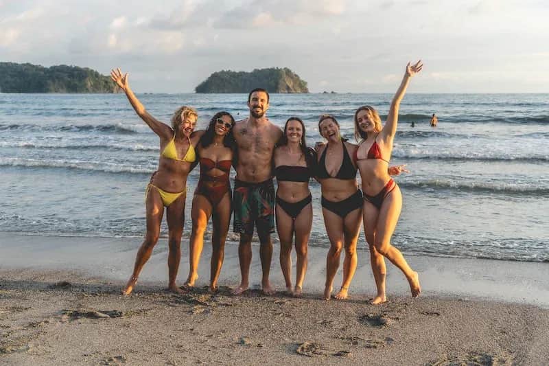 Group of Expanish students enjoying time together at the beach in Costa Rica